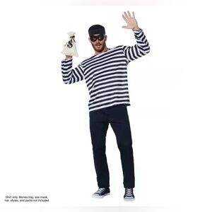 Robber shirt size L/XL black and white striped shirt Spirit Halloween prisoner
